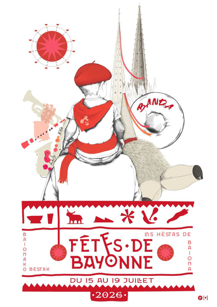 Affiche officielle des Fêtes de Bayonne 2026 par Janick Tanguy